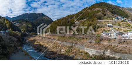 Yoshino River and Oboke, flowing through Miyoshi City, Tokushima Prefecture, Japan 101323618