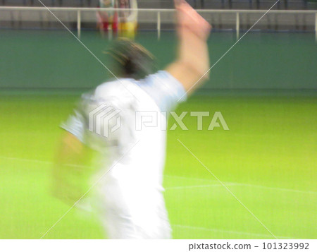A soccer player who is happy to score a goal (blur) A soccer player who is happy to score a goal (blur) 101323992