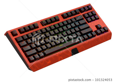 Realistic computer keyboard with seamless wavy pattern isolated on white 101324053