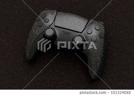 Realistic video game joystick with black chrome texture isolated on black Realistic video game joystick with black chrome texture isolated on black 101324088