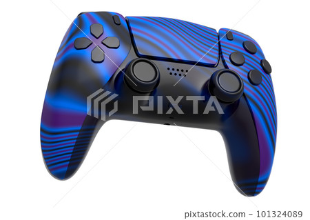 Realistic video game joystick with seamless wavy pattern on white background 101324089