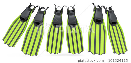 Set of diving flippers for summer holidays and snorkeling on white background. Set of diving flippers for summer holidays and snorkeling on white background. 101324115