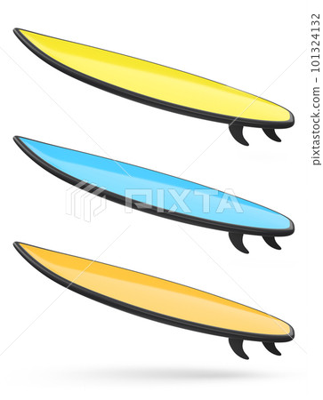 Set of surfboard for summer surfing on surf board on white background. Set of surfboard for summer surfing on surf board on white background. 101324132