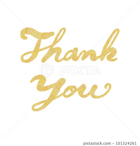Illustration of handwritten letters [Thank you] Cursive letter color yellow orange gold 101324261