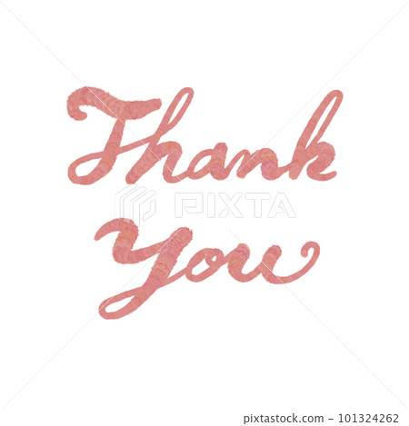 Handwritten character illustration [Thank you] cursive character color red pink 101324262