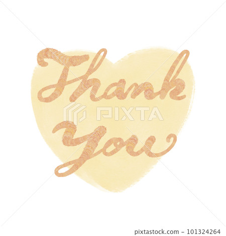 Illustration of handwritten letters [Thank you] Cursive letter color orange yellow heart background 101324264