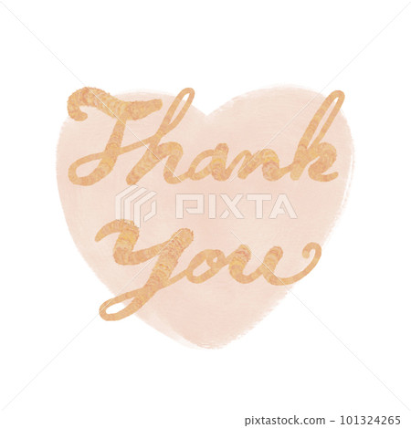 Illustration of handwritten letters [Thank you] Cursive letter color orange pink heart background 101324265