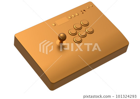 Vintage arcade stick with joystick with gold chrome texture Vintage arcade stick with joystick with gold chrome texture 101324293