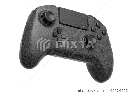 Realistic video game joystick with black chrome texture isolated on white Realistic video game joystick with black chrome texture isolated on white 101324332