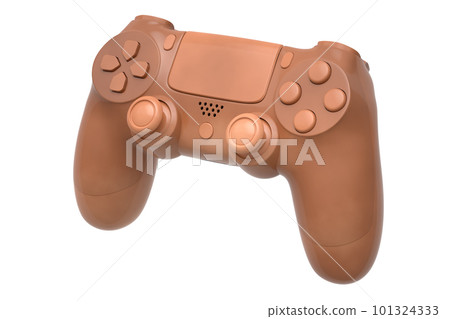 Realistic video game joystick with golden chrome texture isolated on white Realistic video game joystick with golden chrome texture isolated on white 101324333