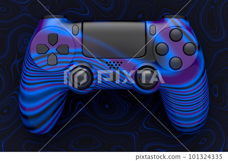 Realistic video game joystick with seamless wavy pattern on dark background Realistic video game joystick with seamless wavy pattern on dark background 101324335