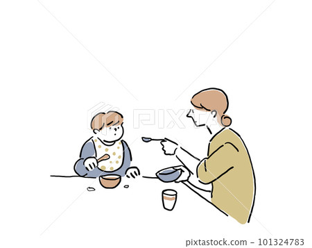 A woman who feeds a baby, a child (color) A woman who feeds a baby, a child (color) 101324783