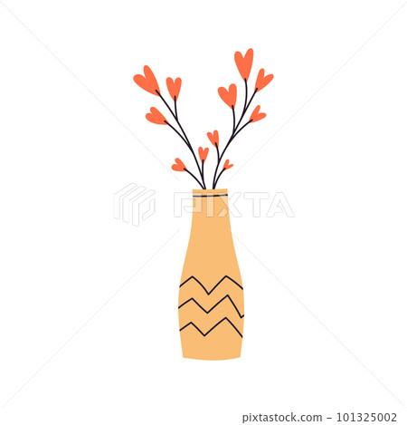 Abstract Flowers. Flowers in the form of hearts in a vase. Concept of Self-love. Vector Flat illustration Abstract Flowers. Flowers in the form of hearts in a vase. Concept of Self-love. Vector Flat illustration 101325002