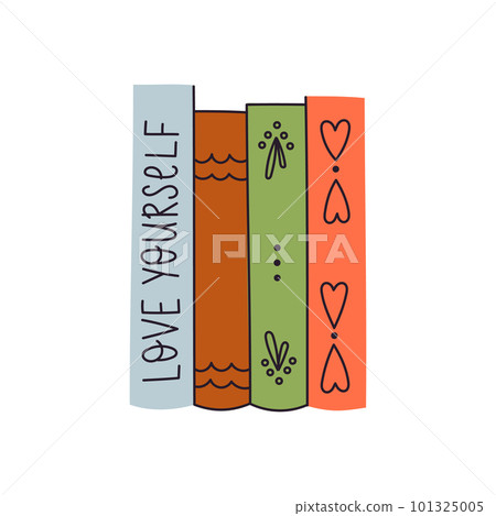 Stack of Books. Books about Self-Love. Vector Flat illustration Stack of Books. Books about Self-Love. Vector Flat illustration 101325005