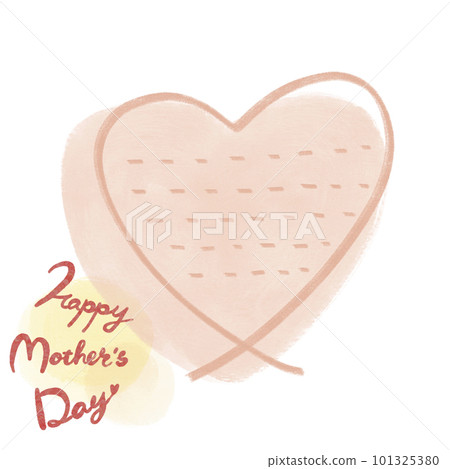 Mother's Day message card [Happy Mother's Day] watercolor pink heart and crayon border 101325380