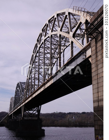 Kiev, Ukraine March 13, 2020: railway bridge over the Dnieper River 101326070