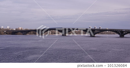 Kiev, Ukraine March 13, 2020: Metro bridge in the city of Kiev. Ukraine 101326084