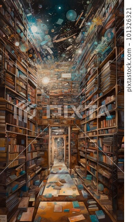 Magic interior library. Old interior light. Generate Ai 101326321