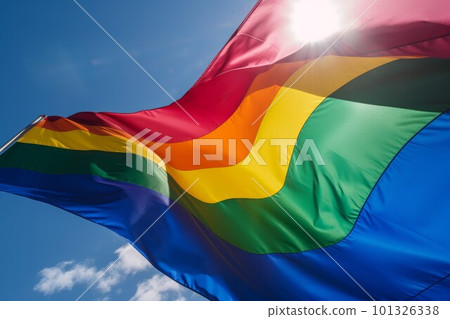 Lgbt flag on sky. Freedom day. Generate Ai Lgbt flag on sky. Freedom day. Generate Ai 101326338