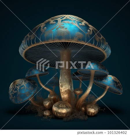 Gold mistery mushroom. Natural wild grow. Generate Ai Gold mistery mushroom. Natural wild grow. Generate Ai 101326402