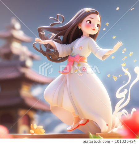 Cute princess dancing. Beauty girl. Generate Ai 101326454