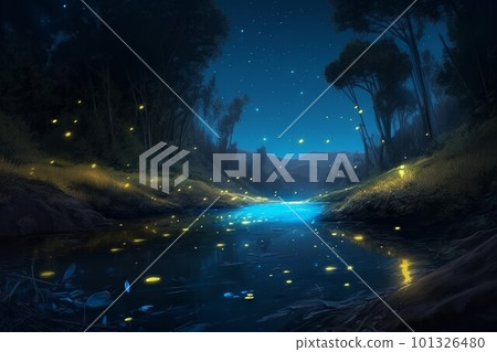 Butterflies flight in night forest. Glow dream. Generate Ai Butterflies flight in night forest. Glow dream. Generate Ai 101326480
