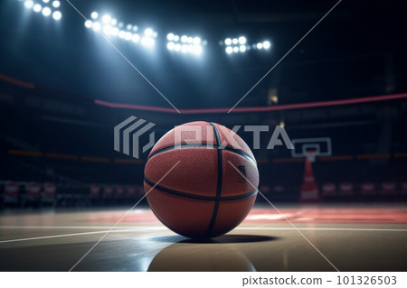 Basketball ball on court. Wood school game. Generate Ai Basketball ball on court. Wood school game. Generate Ai 101326503