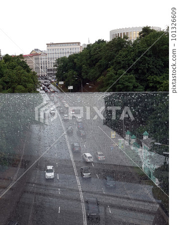 Kiev, Ukraine July 12, 2019: Pedestrian-bicycle bridge over Vladimirsky Descent, in the center of Kiev Ukraine 101326609