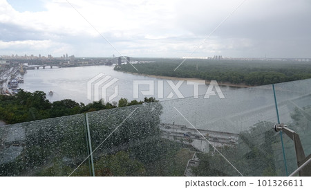 Kiev, Ukraine July 12, 2019: Pedestrian-bicycle bridge over Vladimirsky Descent, in the center of Kiev Ukraine Kiev, Ukraine July 12, 2019: Pedestrian-bicycle bridge over Vladimirsky Descent, in the center of Kiev Ukraine 101326611