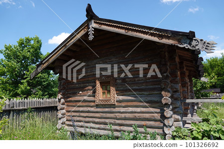 Kiev, Ukraine June 19, 2021: old wooden fortress - entertainment complex Kievan Rus old wooden fortress and artists doing a performance. 101326692