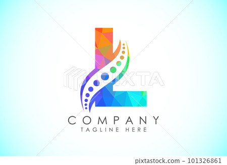 Polygonal alphabet with chiropractic spine logo. Low poly style spinal care icon for business and company identity. Polygonal alphabet with chiropractic spine logo. Low poly style spinal care icon for business and company identity. 101326861