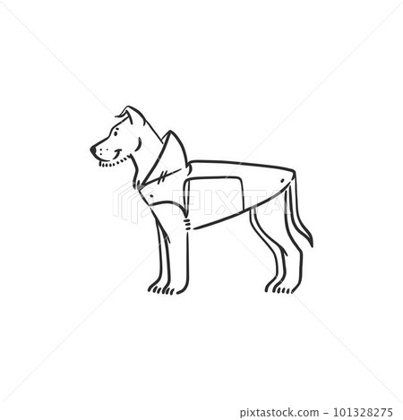 Hand drawn vector abstract graphic line art collection with diverse cute funny cartoon dogs characters.Vector illustration of funny cartoon different breeds dogs in trendy flat style. Line dog icon. 101328275