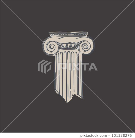 Hand drawn vector abstract outline,graphic,line greek ancient sculpture statue line art modern drawing set.Antique classic column in trendy bohemian style,outline design concept.Antique statue logo. 101328276