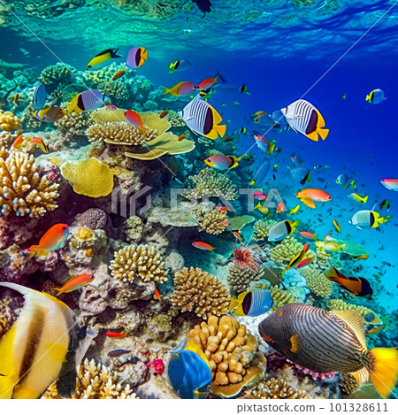 Underwater world in tropical ocean. Underwater world in tropical ocean. 101328611