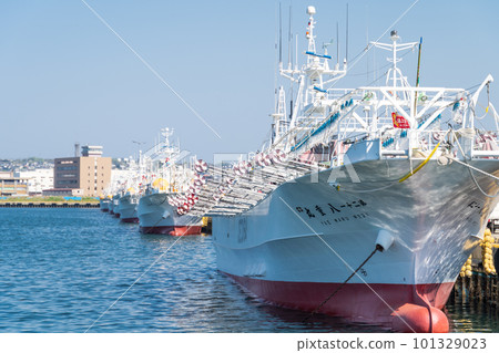 "Aomori Prefecture" Squid fishing boat anchored at Hachinohe Port "Aomori Prefecture" Squid fishing boat anchored at Hachinohe Port 101329023