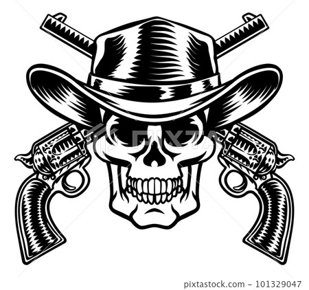 Cowboy Hat Pistols Skull Pirate Cross Bones Cowboy Hat Pistols Skull Pirate Cross Bones 101329047
