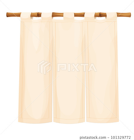Traditional japan curtain on bamboo stick in cartoon style isolated on white background. Customer entrance cloth decoration 101329772