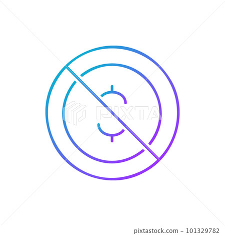 Coin with prohibition sign, no money, coin rejection gradient lineal icon. Finance, payment, invest finance symbol design. 101329782