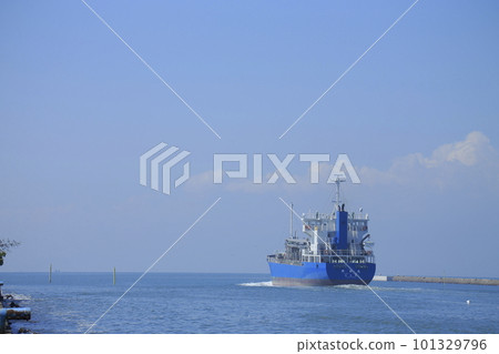 Cargo ship leaving Oiketa City Miike Port, Cargo ship leaving Oiketa City Miike Port, 101329796
