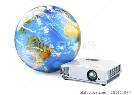 Projector with Earth Globe, 3D rendering Projector with Earth Globe, 3D rendering 101331974