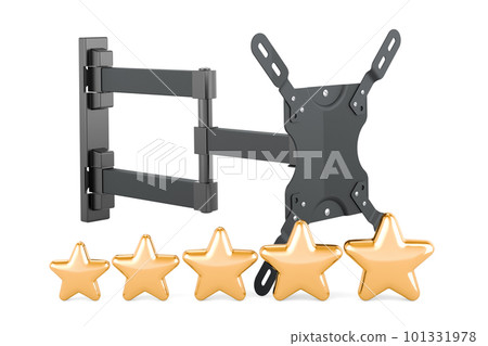 TV Monitor Wall Mount with five golden stars, 3D rendering TV Monitor Wall Mount with five golden stars, 3D rendering 101331978
