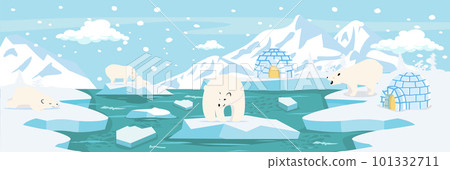North pole Arctic  landscape with polar bears North pole Arctic  landscape with polar bears 101332711