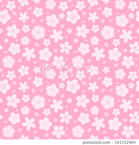Seamless pattern with geometrical pink sakura flowers for Hanami 101332984