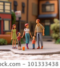 Miniature of a family walking in the city 101333438