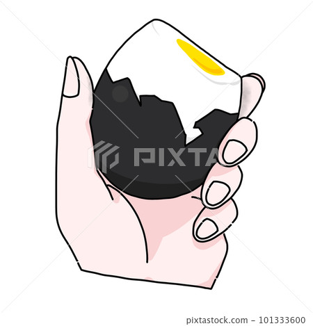 Illustration of a hand holding a black egg Illustration of a hand holding a black egg 101333600