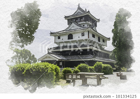 Watercolor style Iwakuni Iwakuni Castle Iwakuni City, Yamaguchi Prefecture Watercolor style Iwakuni Iwakuni Castle Iwakuni City, Yamaguchi Prefecture 101334125