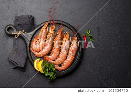 Fresh seafood. Board with langoustines Fresh seafood. Board with langoustines 101334750