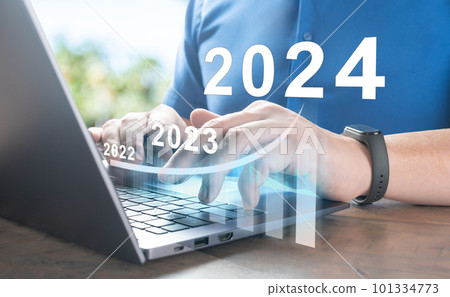 Business increase arrow graph corporate future growth 2024 year. Planning,opportunity, challenge and business strategy. economy recovery 101334773