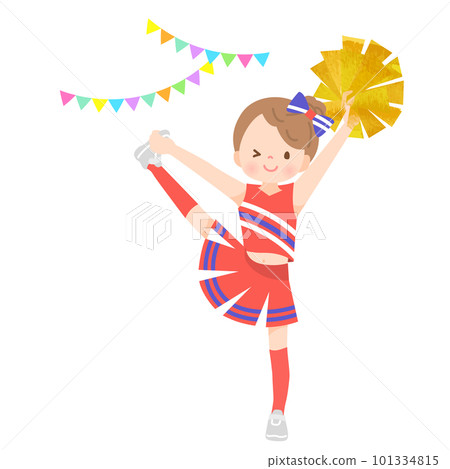 Illustration material of a smiling girl doing cheer dance 101334815