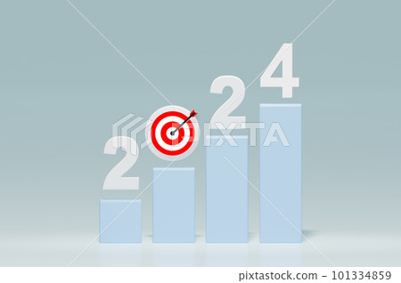 Growth chart for 2024. plan for economic and financial growth in 2024. new year Analysis business growth trends and company finances. analysis and forecast for financial growth in 2023. 3d rendering 101334859